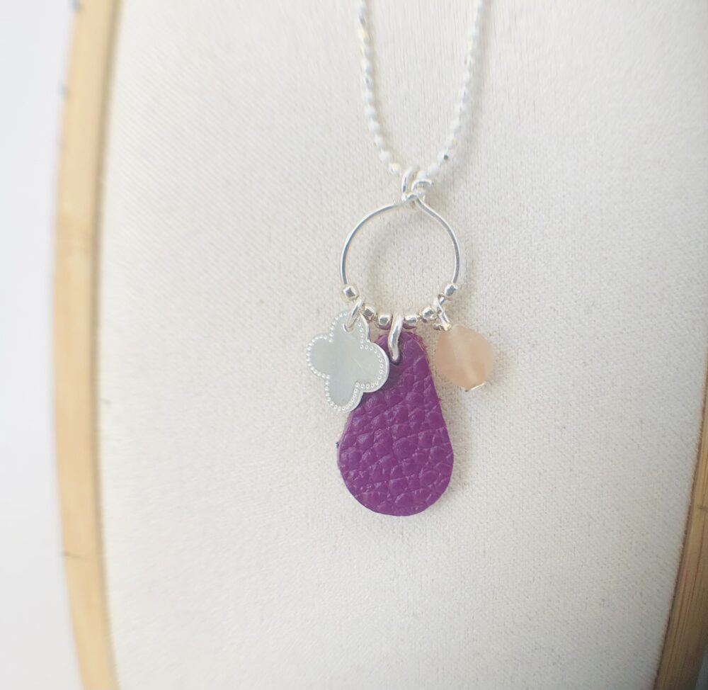 Collier Lucile Rose pailleté/violet