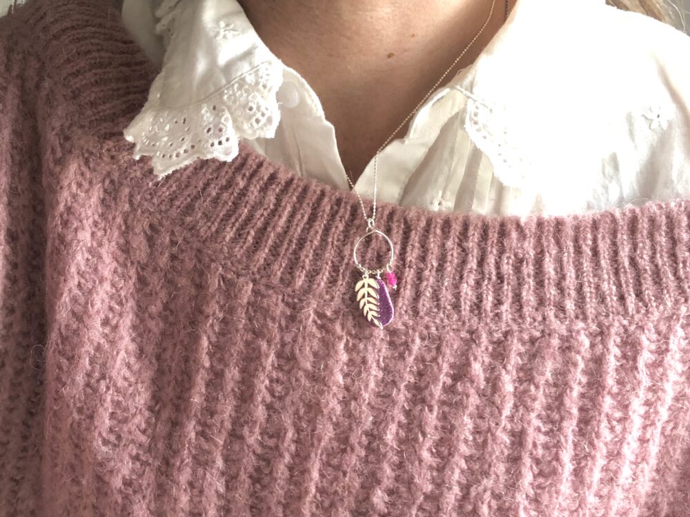 Collier Lucile Rose pailleté/violet – Image 7