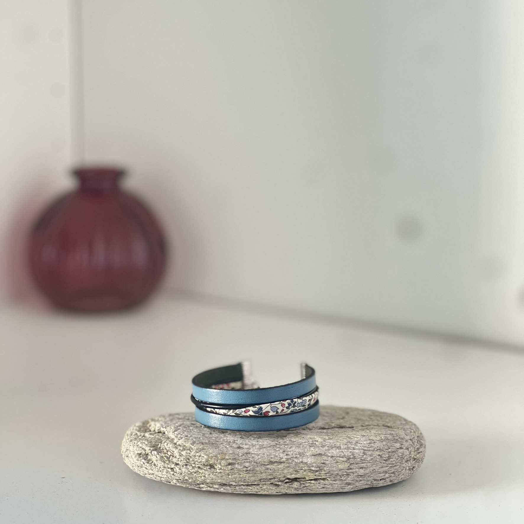Cuir & liberty Bleu acier
